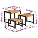 vidaXL Tables gigognes 3 Pièces Bois solide