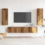 vidaXL Meubles TV muraux 4 Pièces vieux bois bois d'ingénierie