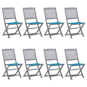 vidaXL Chaises pliables d'extérieur 8 Pièces avec coussins Bois d'acacia