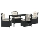 vidaXL Set de jardin de 5 pièces en rotin noir