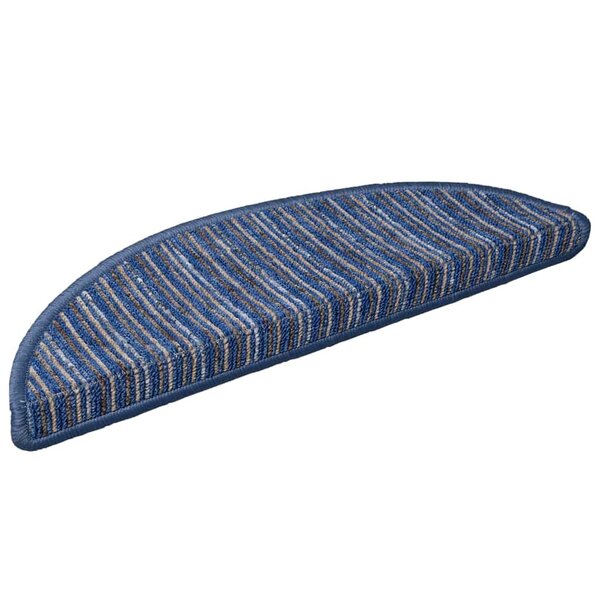 vidaXL Tapis d'escalier auto-adhésifs 15 Pièces Bleu 56 x 17 x 3 cm