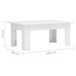 vidaXL Table basse Blanc brillant 100 x 60 x 42 cm Aggloméré