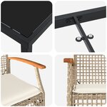 vidaXL Ensemble de salle à manger de jardin 5 pièces avec coussins Beige Poly Rattan
