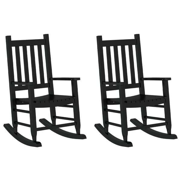 vidaXL Chaises à bascule enfants lot de 2 noir bois de peuplier massif