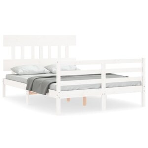 vidaXL Cadre de lit sans matelas blanc 140x190 cm bois massif
