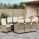 vidaXL Ensemble de salle à manger pour jardin 9 Pièces Beige polyrotin