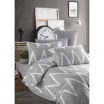 Parure de lit - housse de couette 220 x 240 + 2 taies d'oreiller 60 x 60  65  coton- Gris