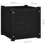vidaXL Jardinière d'extérieur Noir 40x40x40 cm Bois de pin massif