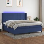 vidaXL Sommier à lattes de lit et matelas et LED Bleu 200x200 cm Tissu