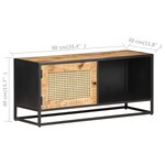 vidaXL Meuble TV 90x30x40 cm Bois de manguier brut et canne naturelle