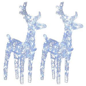 vidaXL Rennes de Noël 2 Pièces 80 LED Blanc froid Acrylique
