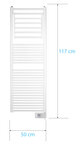 Radiateur sèche-serviette électrique 500w à inertie fluide blanc stendino 2-en-1 - thermostat électronique - détecteur fenêtre ouverte