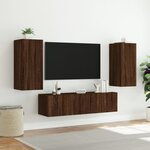 vidaXL Unités murales TV avec LED 4 Pièces chêne marron bois d'ingénierie
