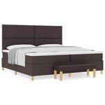 vidaXL Lit à Ressorts avec Matelas & Banc Marron Foncé 200x200 cm Tissu