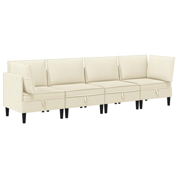 vidaXL Ensemble de meubles pour le salon 4 Pièces Crème Tissu