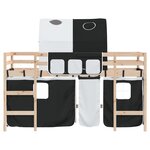 vidaXL Lit mezzanine enfants et tunnel blanc/noir 90x190 cm pin massif