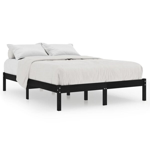 vidaXL Cadre de lit sans matelas noir bois massif 200x200 cm