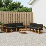 vidaXL Ensemble de canapés d'extérieur 9 Pièces Naturel et noir