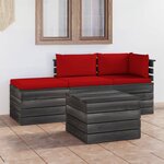 vidaXL Salon palette de jardin 4 Pièces avec coussins Bois de pin massif