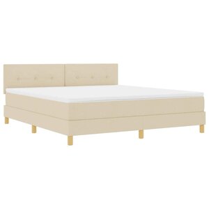 vidaXL Lit à ressort LED avec bandes LED Crème 180 x 200 cm tissu