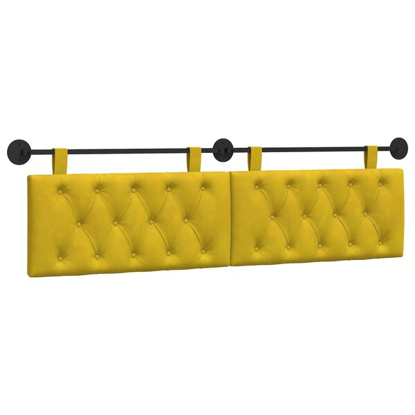 vidaXL Tête de lit suspendue Jaune Velours
