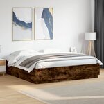 vidaXL Cadre de lit avec lumières LED chêne fumé 180x200 cm