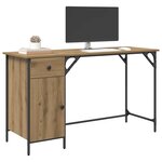 vidaXL Bureau d'ordinateur Chêne artisanal 131 x 48 x 75 cm