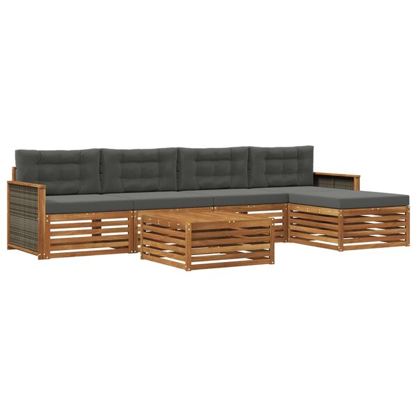 vidaXL Ensemble de canapés d'extérieur 6 Pièces Naturel et Anthracite