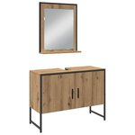 vidaXL Ensemble de mobilier de salle de bain avec porte 4 Pièces Marron