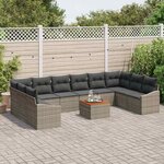 vidaXL Ensemble de canapé de jardin 11 Pièces Gris Poly rotin