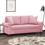 vidaXL Canapé 2 places avec oreillers décoratifs rose 140 cm velours