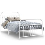 vidaXL Cadre de lit métal avec tête de lit/pied de lit blanc 107x203cm