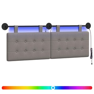vidaXL Tête de lit suspendue Avec lumière LED Taupe Tissu