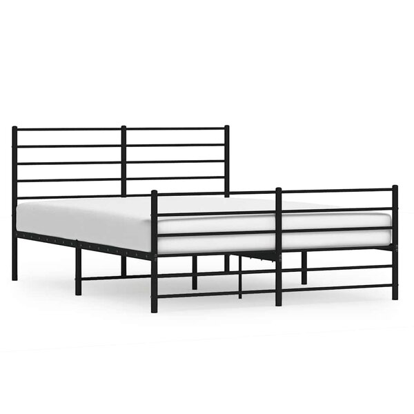 vidaXL Cadre de lit métal sans matelas avec pied de lit noir 160x200cm