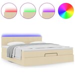 vidaXL Lit ottoman avec matelas et LED crème 180x200cm tissu