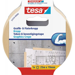 Ruban adhésif de fixation crêpé krepp tesa 25m x 19mm