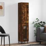 vidaXL Buffet haut Chêne fumé 34 5x34x180 cm Bois d'ingénierie
