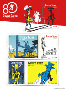 Bloc 5 timbres - 80 ans Lucky Luke - Lettre Internationale