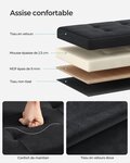 Banc de rangement pouf en velours avec couvercle avec 2 boîtes séparateur amovible capacité de charge 300 kg pour couloir salon chambre noir 12_0004159