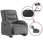 vidaXL Fauteuil inclinable de massage électrique gris similicuir