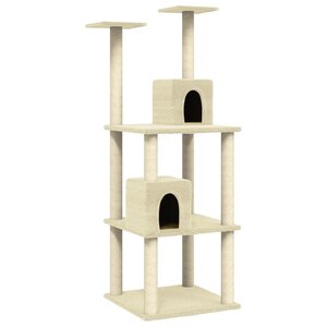 vidaXL Arbre à chat avec griffoirs en sisal Crème 141 cm