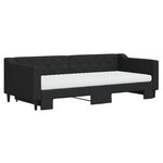 vidaXL Lit de jour avec gigogne et matelas noir 90x200 cm tissu