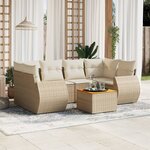 vidaXL Salon de jardin avec coussins 7 Pièces beige résine tressée