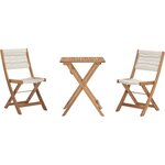Set bistrot pliable en bois d'acacia FSC avec tressage en corde beige - 2 personnes