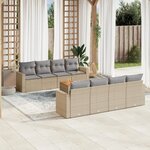 vidaXL Salon de jardin avec coussins 9Pièces mélange beige résine tressée