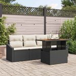 vidaXL Ensemble de canapé de jardin avec coussin 5 Pièces Noir Poly rotin
