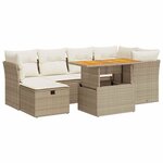 vidaXL Salon de jardin avec coussins 7 Pièces beige résine tressée acacia