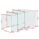 vidaXL Ensemble de tables gigognes 3 Pièces Verre trempé Transparent