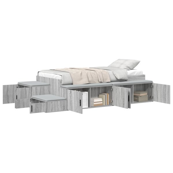 vidaXL Cadre de lit de rangement Gris Sonoma 80x200 cm