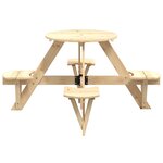 vidaXL Table de pique-nique pour 4 enfants avec trou de parasol rond